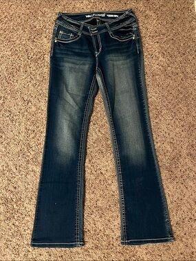 Wallflower Dark Blue Flare Jeans with Contrast Stitching